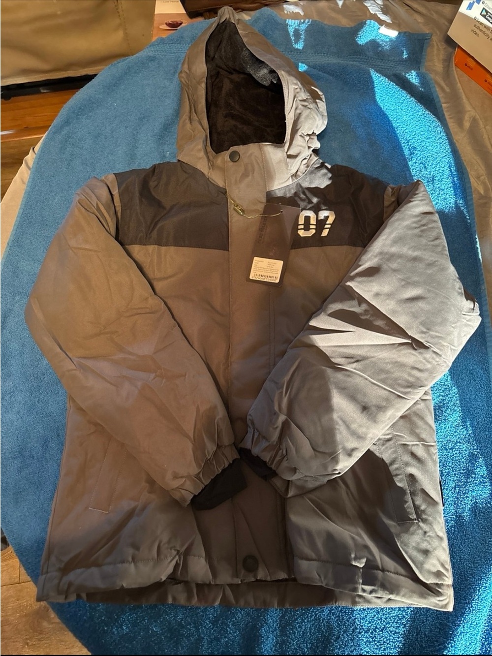 Boys Hooded Winter Jacket in Dark Gray - Insulated Parka
